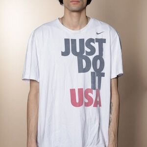 2012 Olympics Nike Just Do It USA T Shirt Men's XXL White Tee Faded